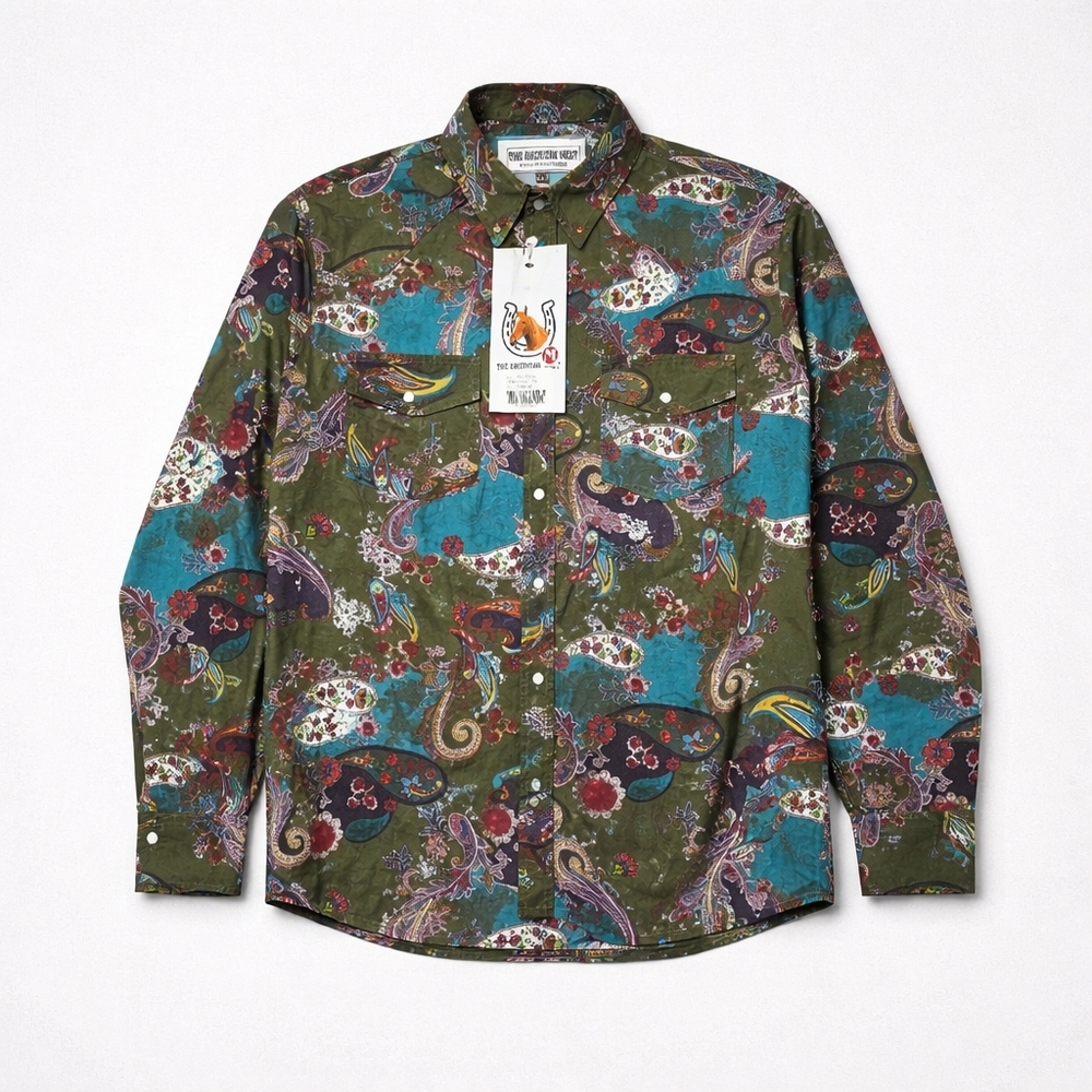 American West Multicolor Paisley Button Down Men's Shirt Size Medium
